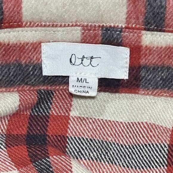 Ott Flannel Shirt Jacket Oatmeal Red Black Plaid Medium / Large - Picture 5 of 6